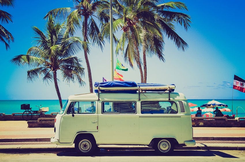 How to resize a batch of images in Photoshop: camper stock photo.