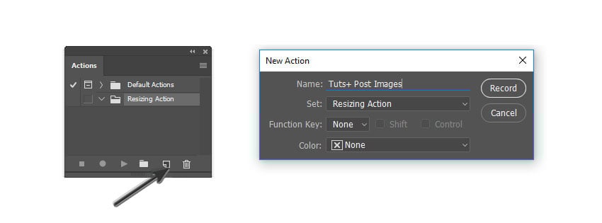 Create a New Action to resize multiple images in Adobe Photoshop.