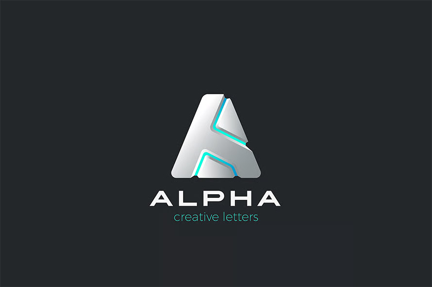 Letter A Logo design 3D Technology Future style