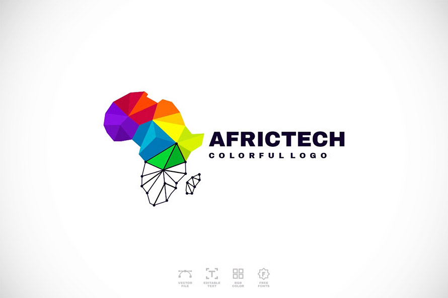Colorful Africa Technology Logo Design