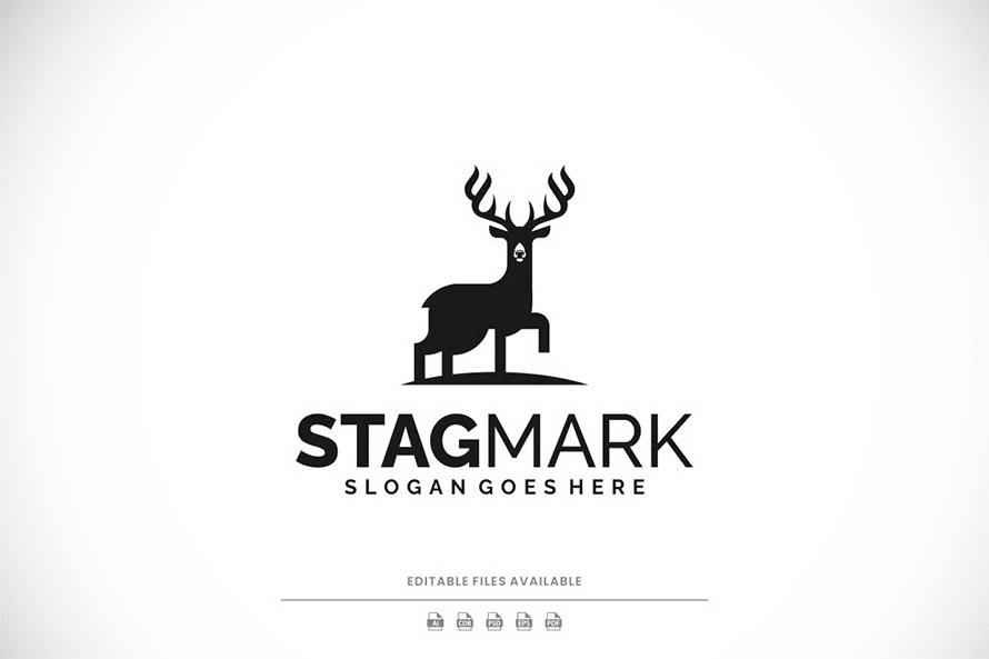 Minimalist Silhouette Deer Logo Design