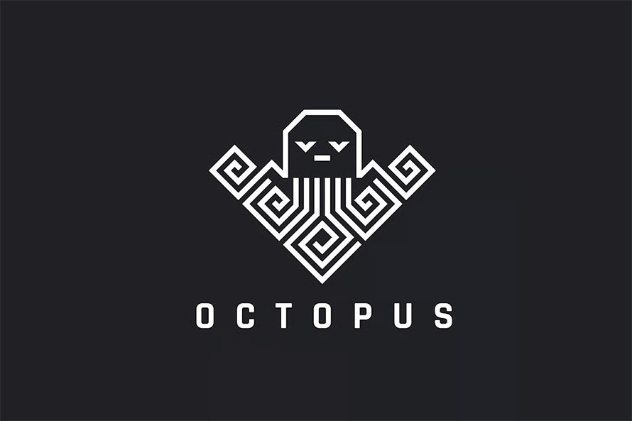 Octopus Logo Linear Geometric Style