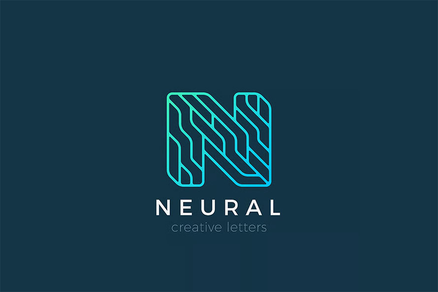 Letter N Logo Technology Linear Outline style