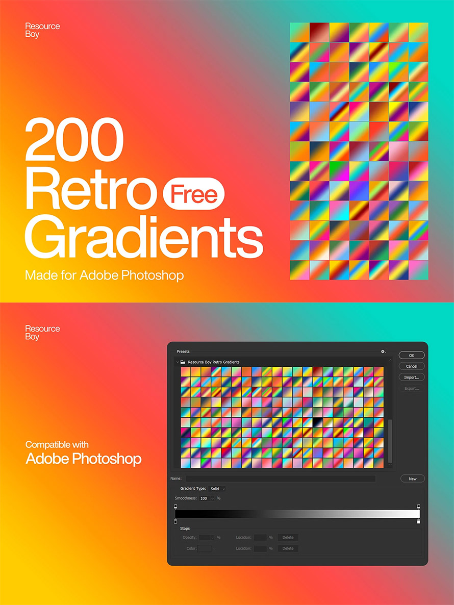 200 Free Retro Photoshop Gradients