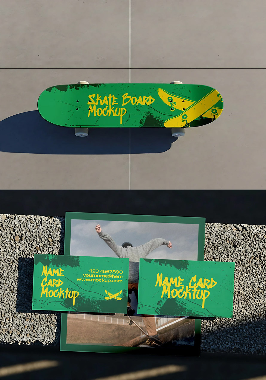 Free Skateboard Mockup