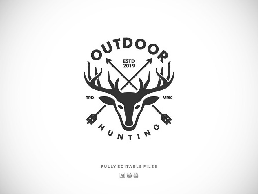 Deer Head Badge Logo