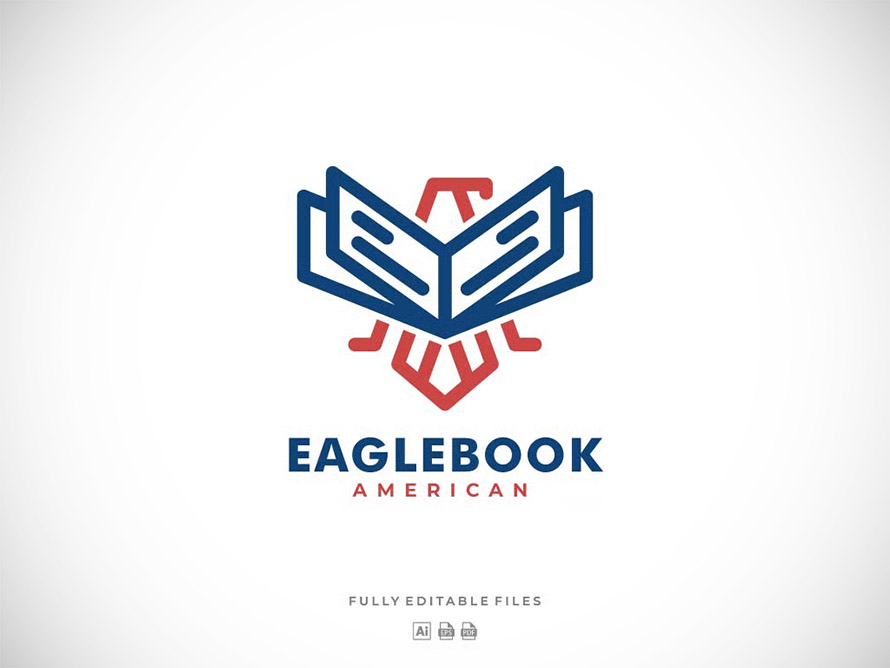 Eagle and Book Line Art Style Logo