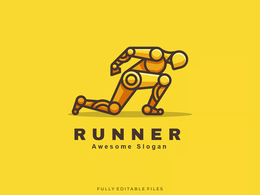 Robot Runner Color Line Logo