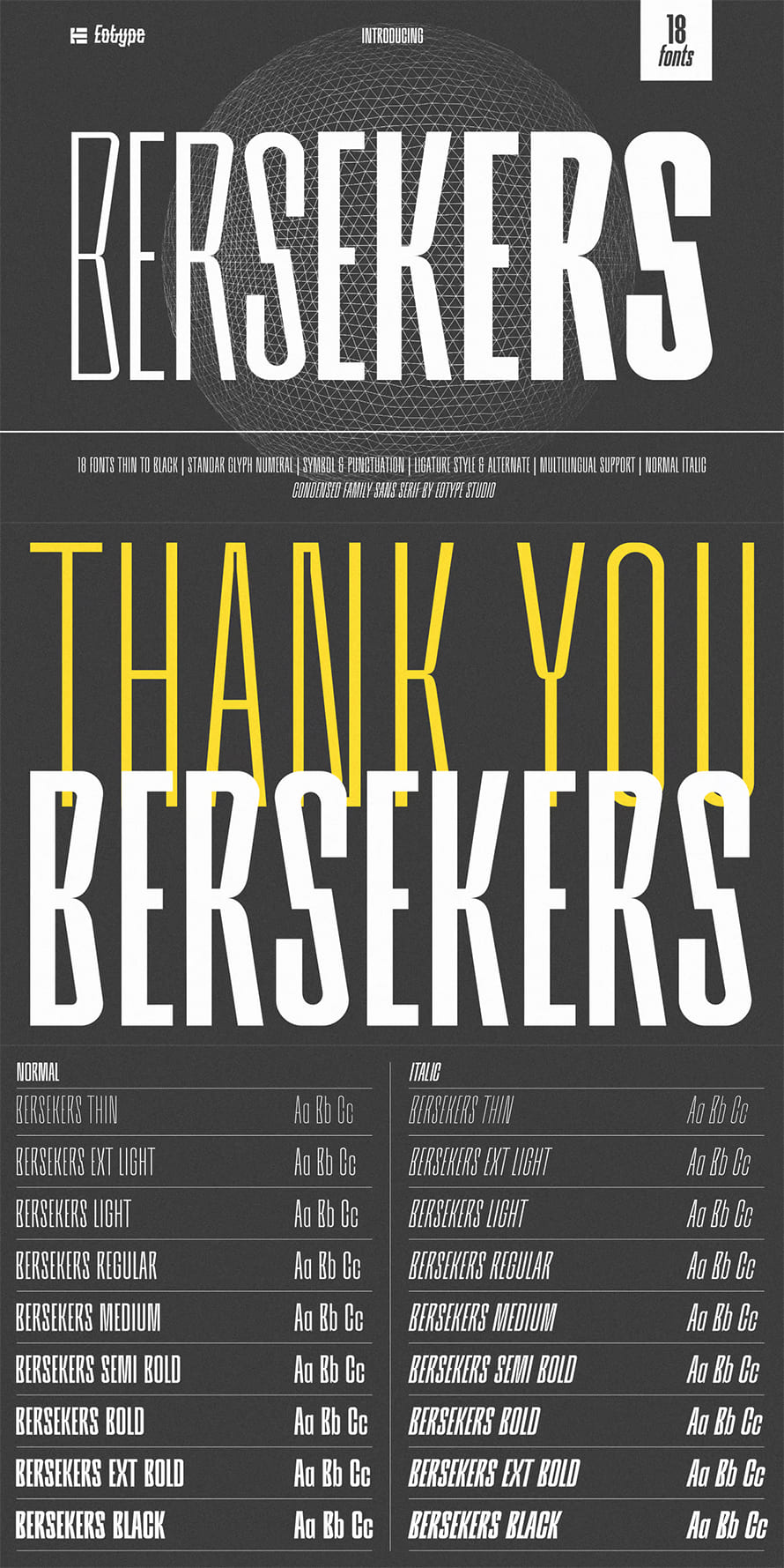 Bersekers Family Condensed Sans Font