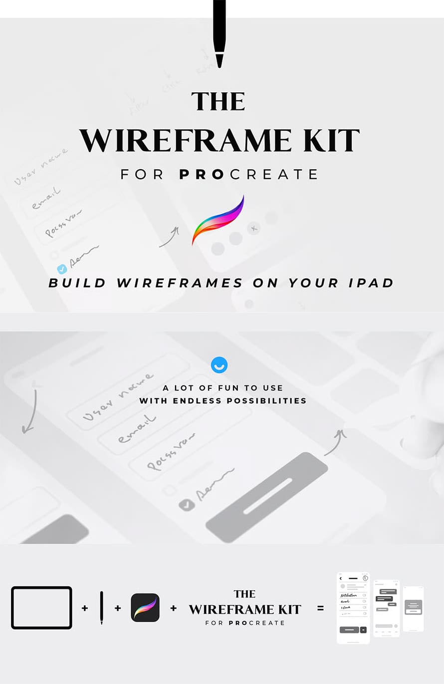 The Wireframe Kit for Procreate