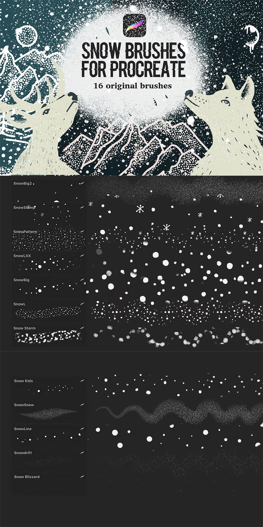 Snow Brushes for Procreate
