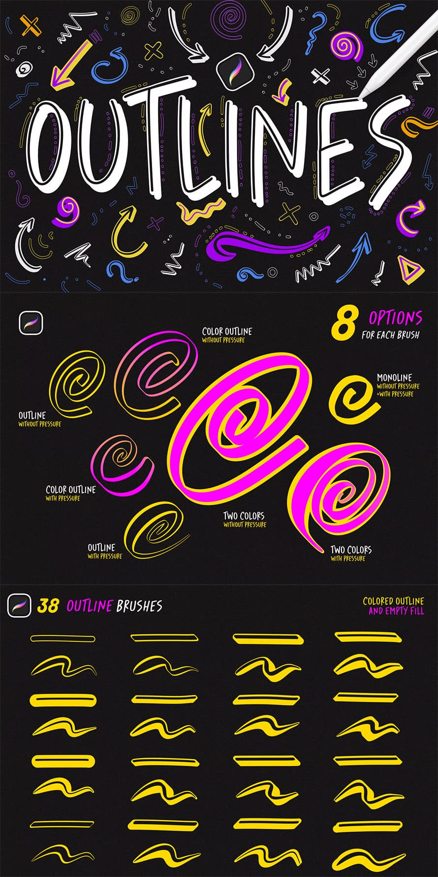 Outline Procreate Brushes