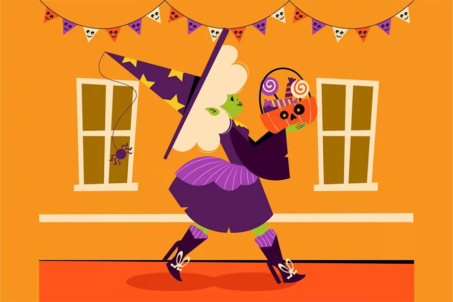 Flat Halloween Full Illustration