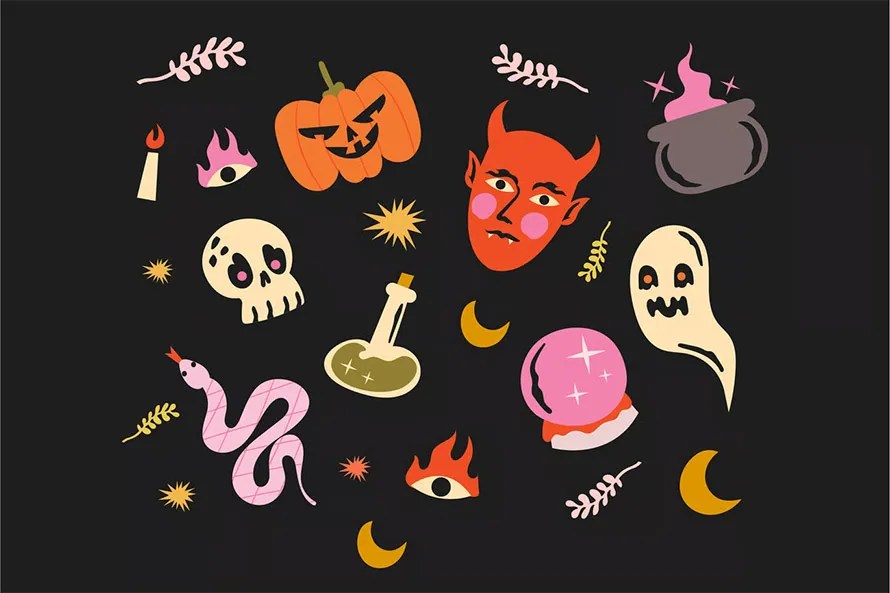 Flat Halloween Pattern Full Illustration