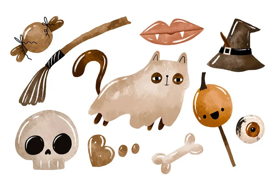 Crazy Halloween Set Autumn Holidays