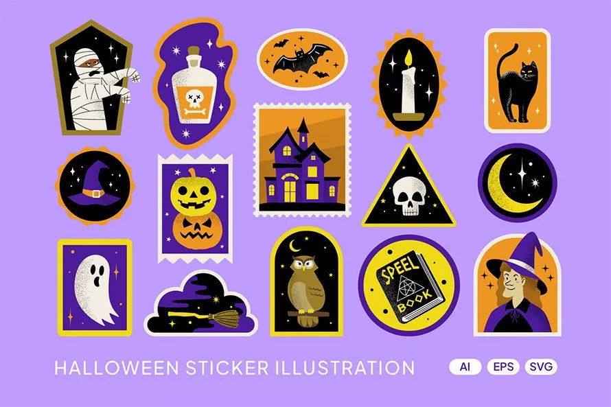 Halloween Sticker Pack Illustration