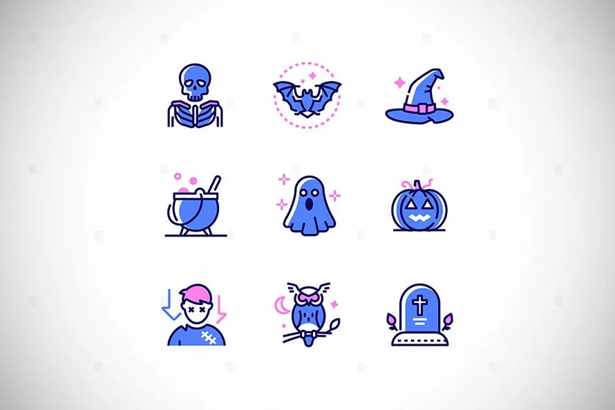 Halloween Symbols Modern Line Design Style Icons