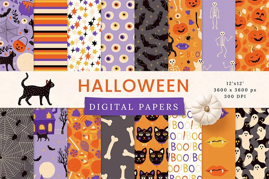 Halloween Seamless Patterns Background Pumpkin