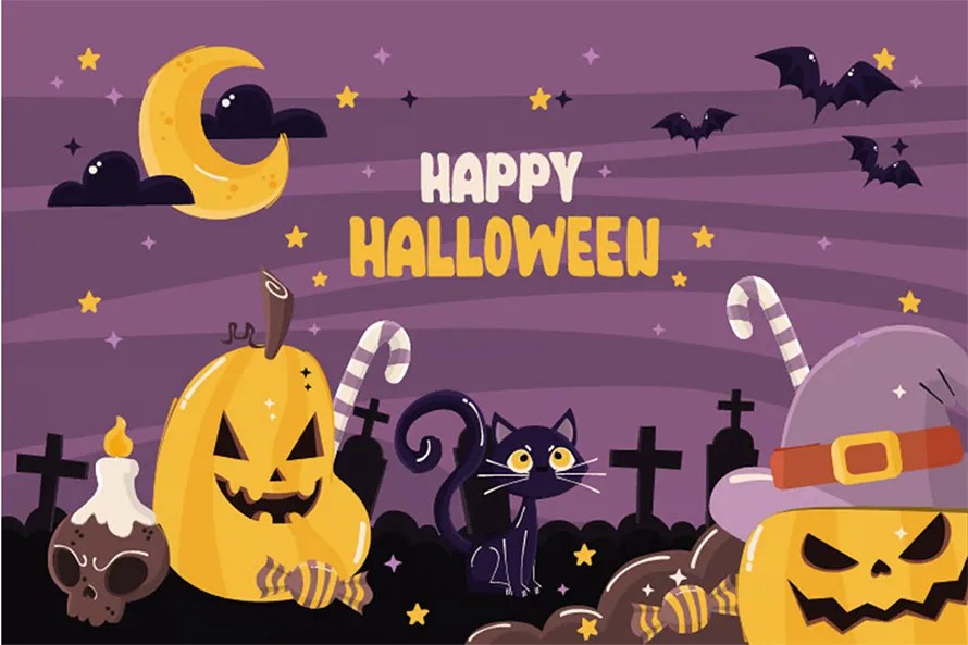 Hand Drawn Flat Halloween Background Illustration