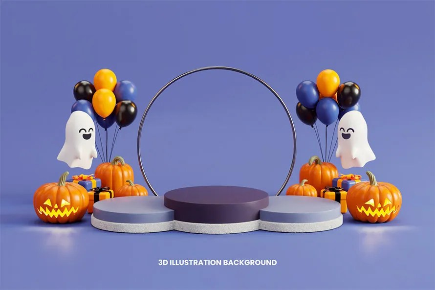 Halloween Podiums 3D Background