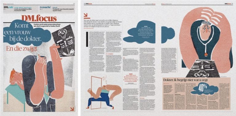 One of Jacek’s designs for theDM.focus newspaper that showcases the transformation of the newspaper.