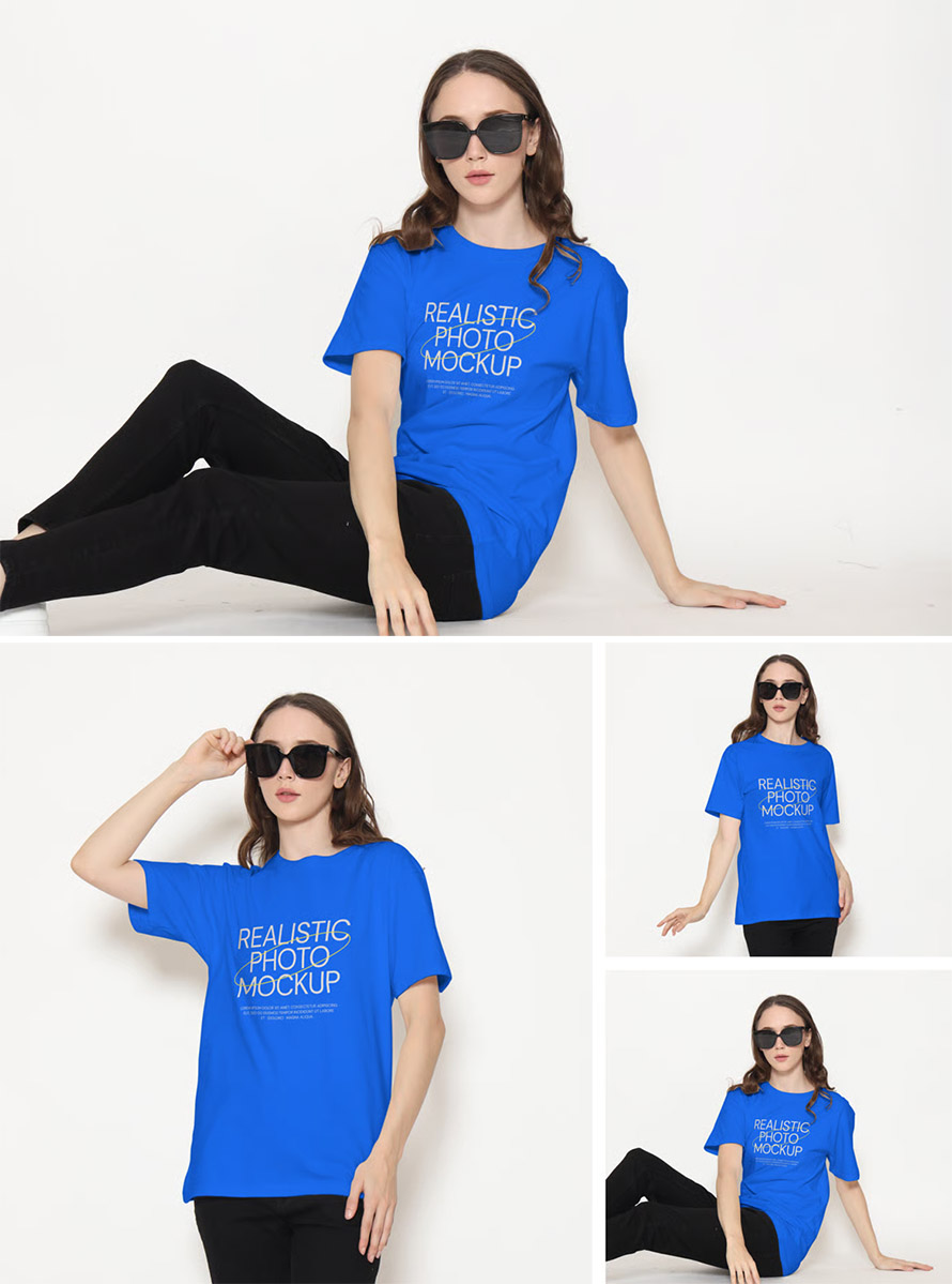 T shirt Mockup With a Model Wearing Glasses T shirt Mockup With a Model Wearing Glasses
