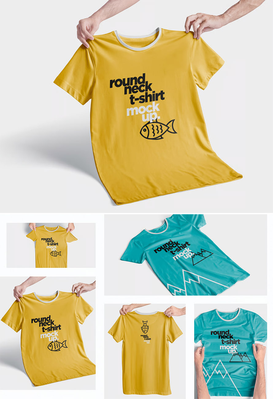 Round Neck T Shirt Mockup Round Neck T Shirt Mockup