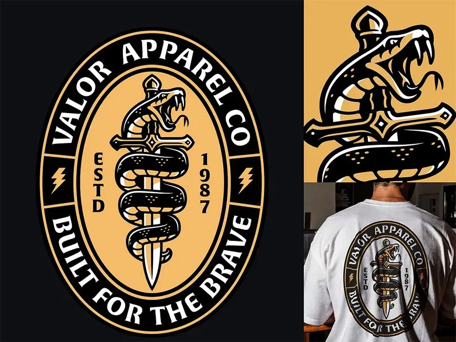 Snake Sword Badge Logo