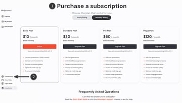 Purchase a Midjourney Subscription plan and join the community