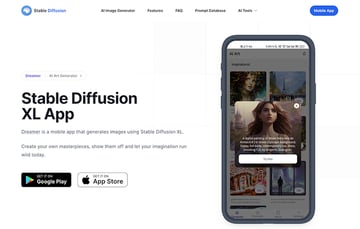 Dreamer App for Google Play and App store to access Stable Diffusion XL