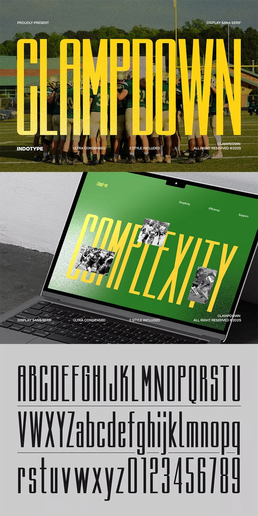 Clampdown Ultra Condensed Sans Serif Font