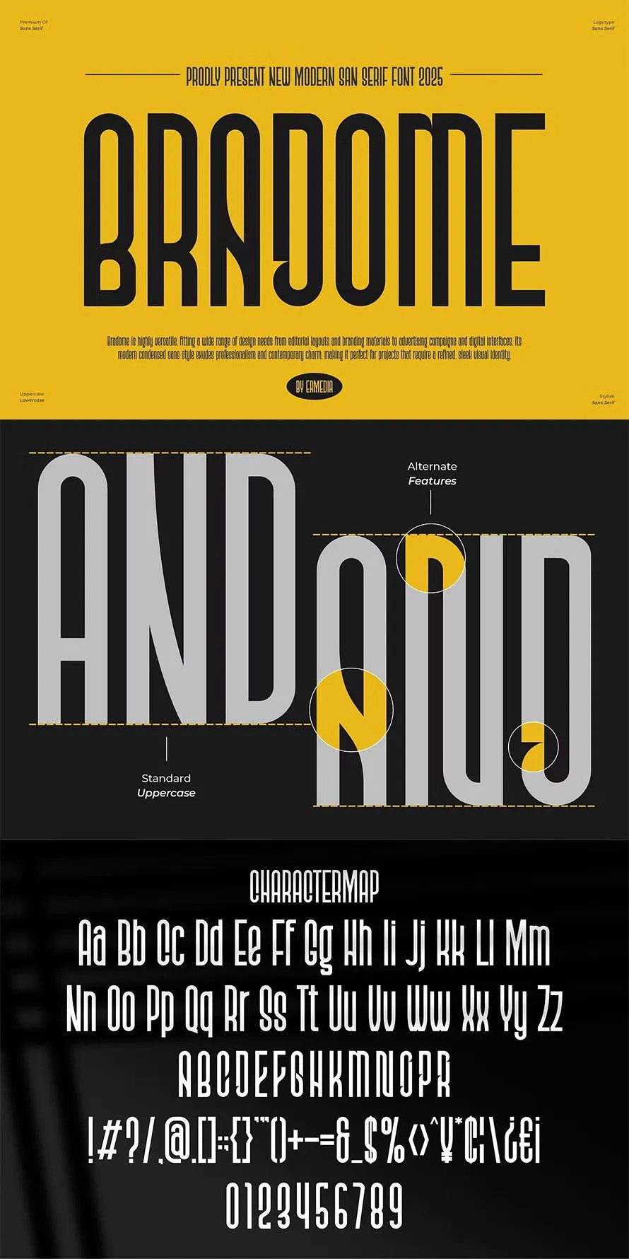 Bradome Modern Tall Sans Serif Font