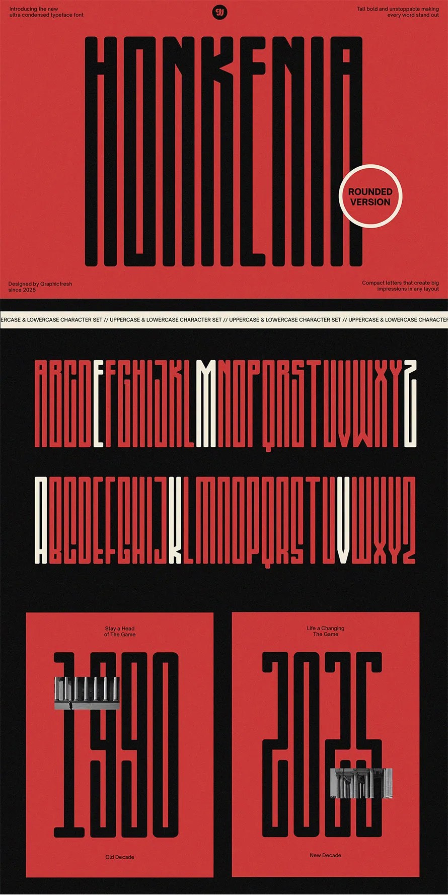Honkenia Rounded The Ultra Condensed Font
