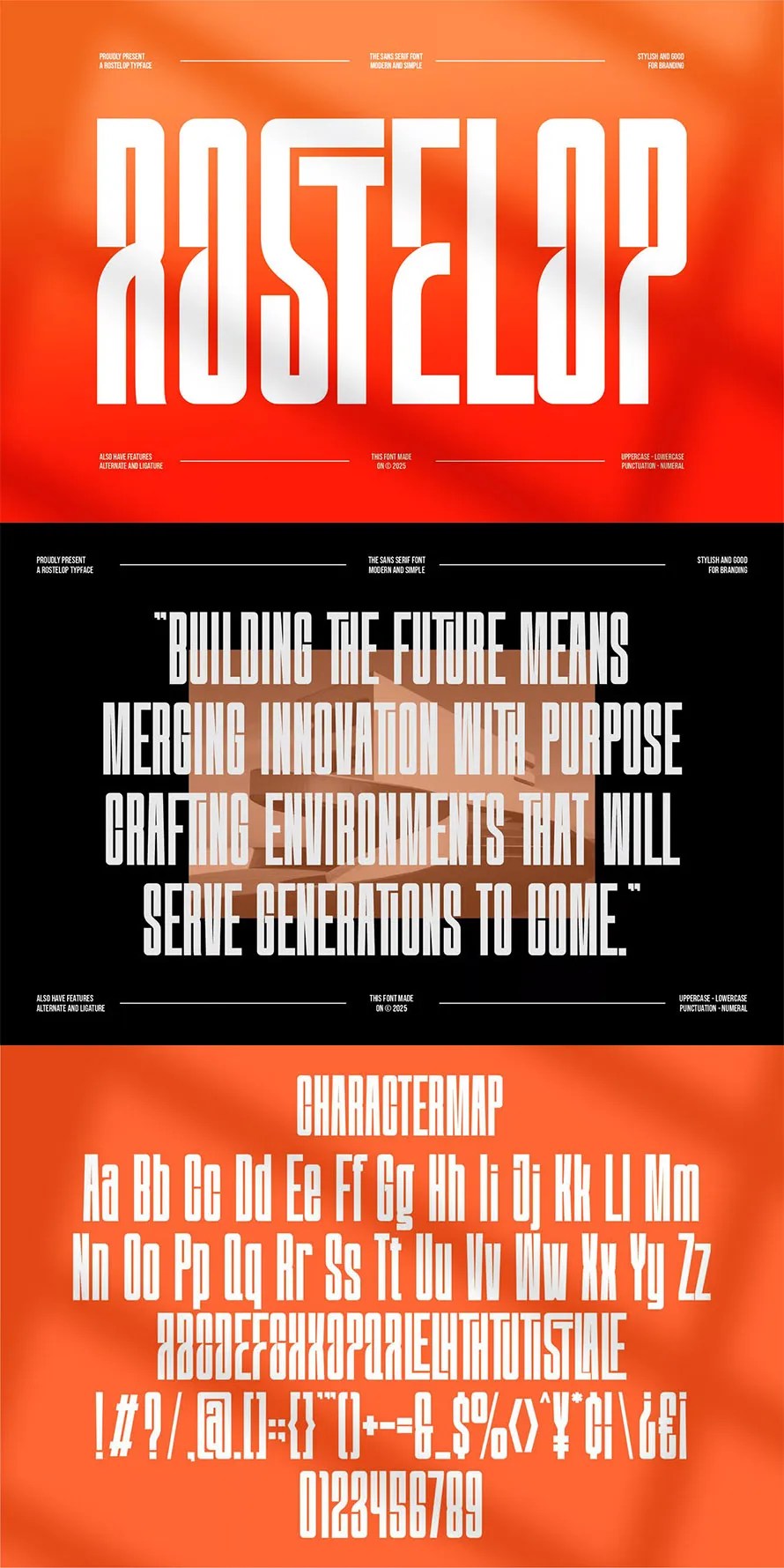 Rostelop Modern Tall Condensed Sans Serif Font