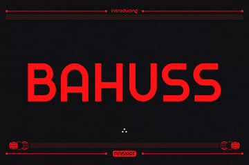 Bahuss display font similar to Bauhaus with bold geometric letterforms