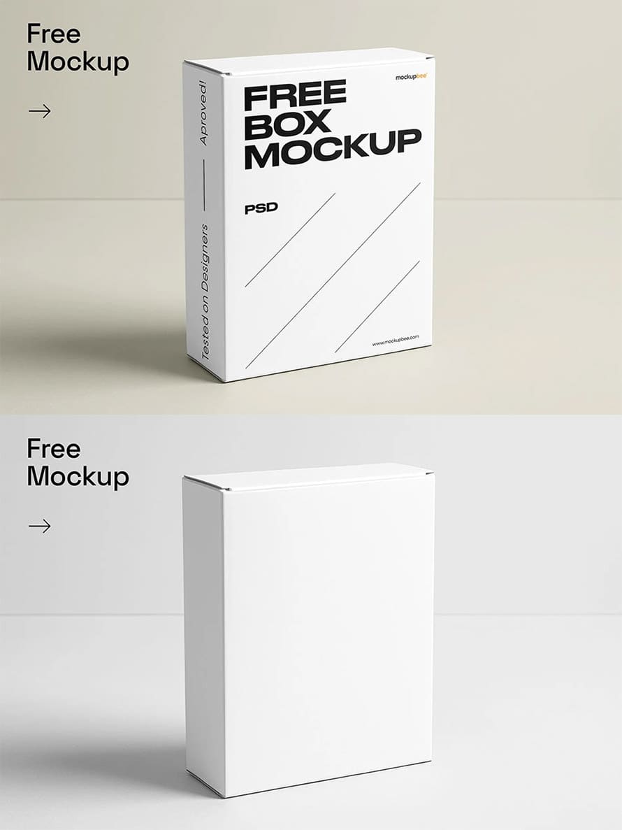 Free STanding Box Studio Shot Mockup