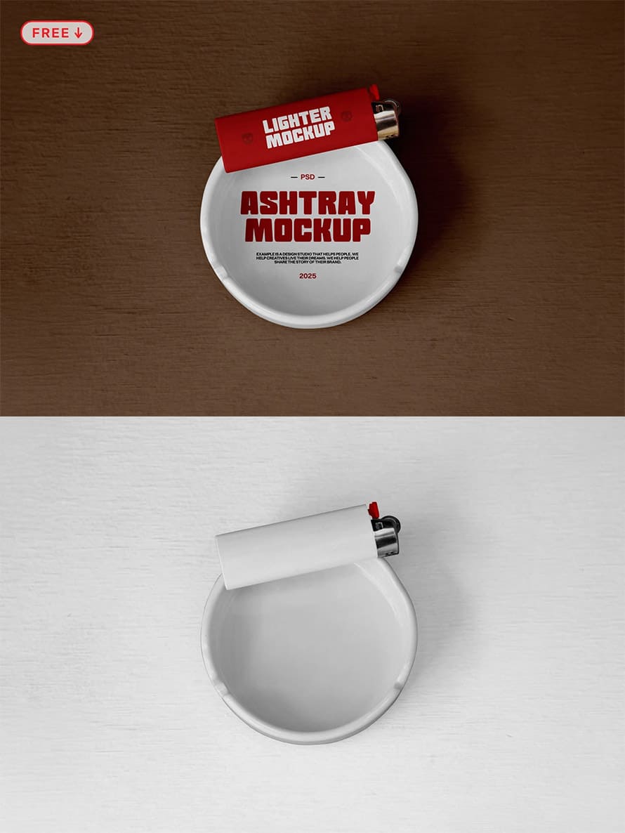 Free Ashtray & Lighter Mockup