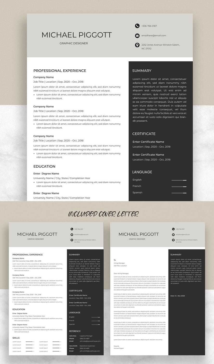 Elegant Professional Resume And Cover Letter