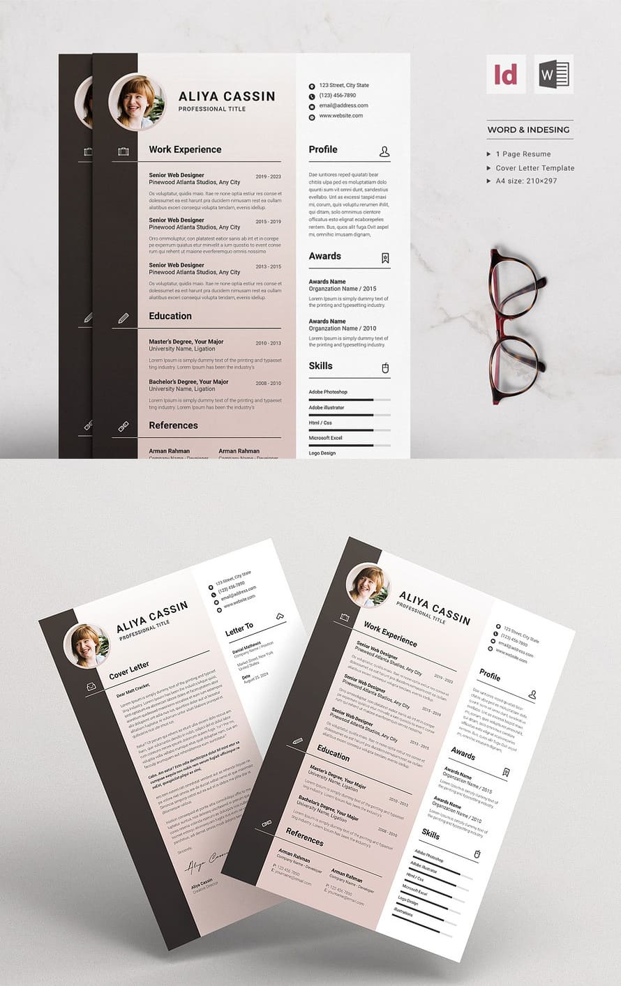 Clean Resume Indesign & Word Template