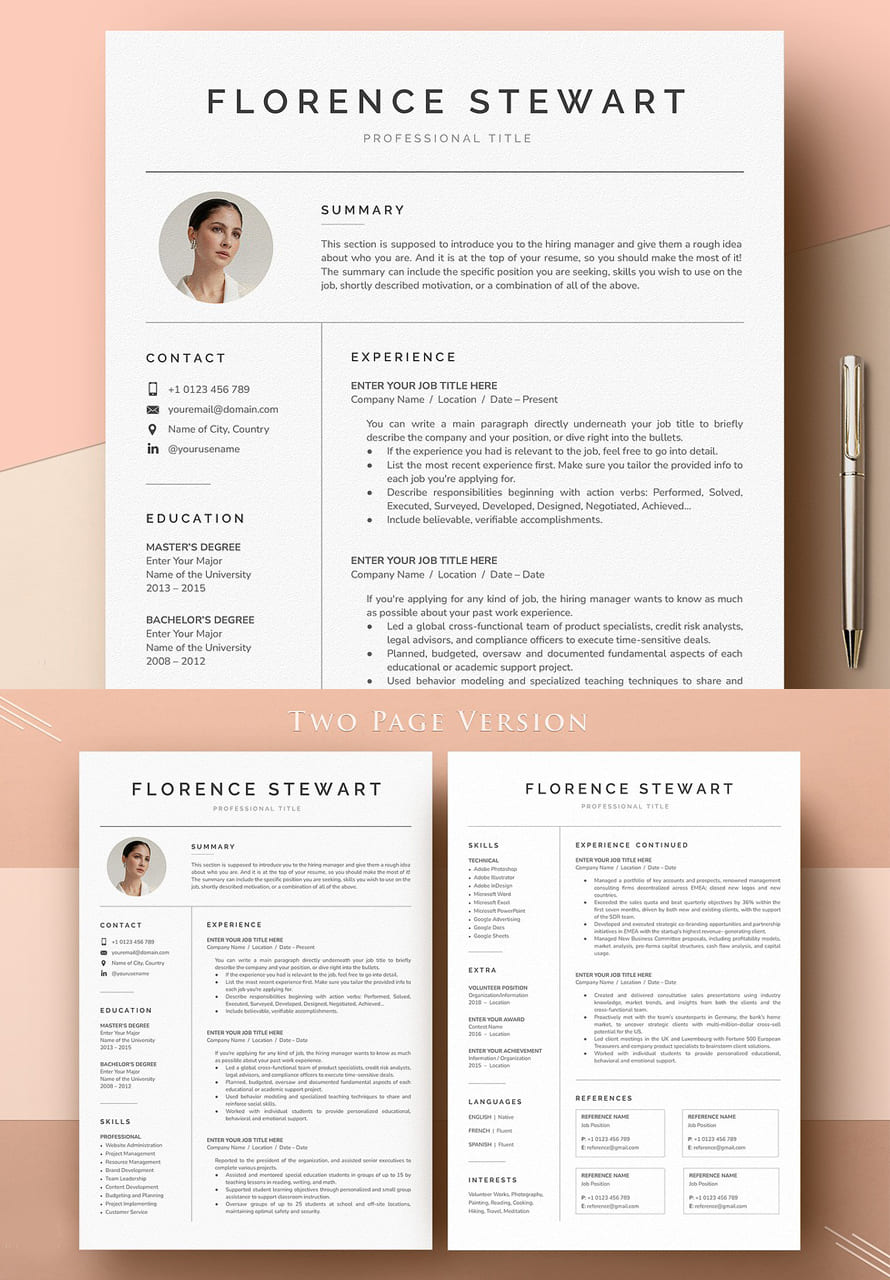 Professional Resume Template With Photo