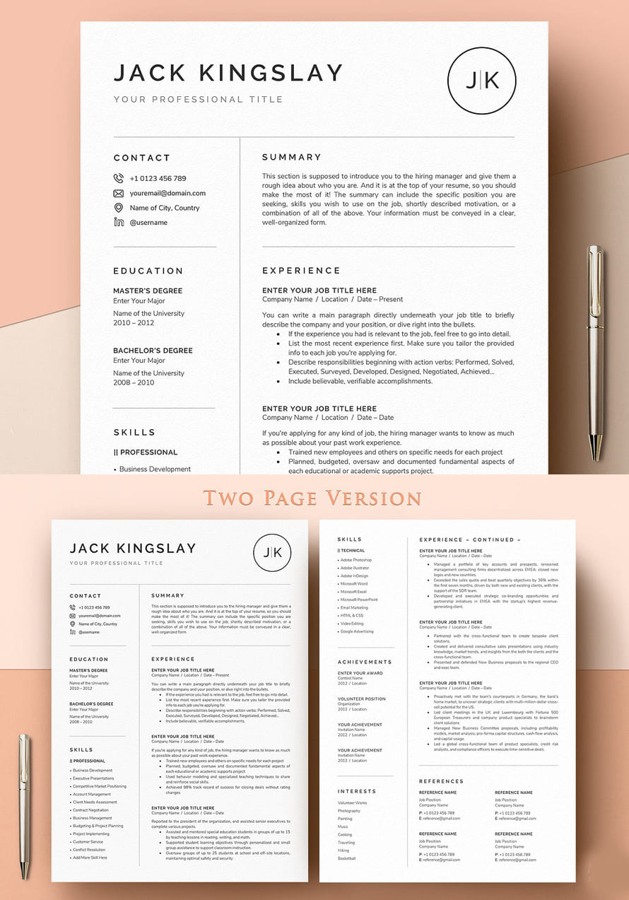 Clean Resume Cv Template With Logo