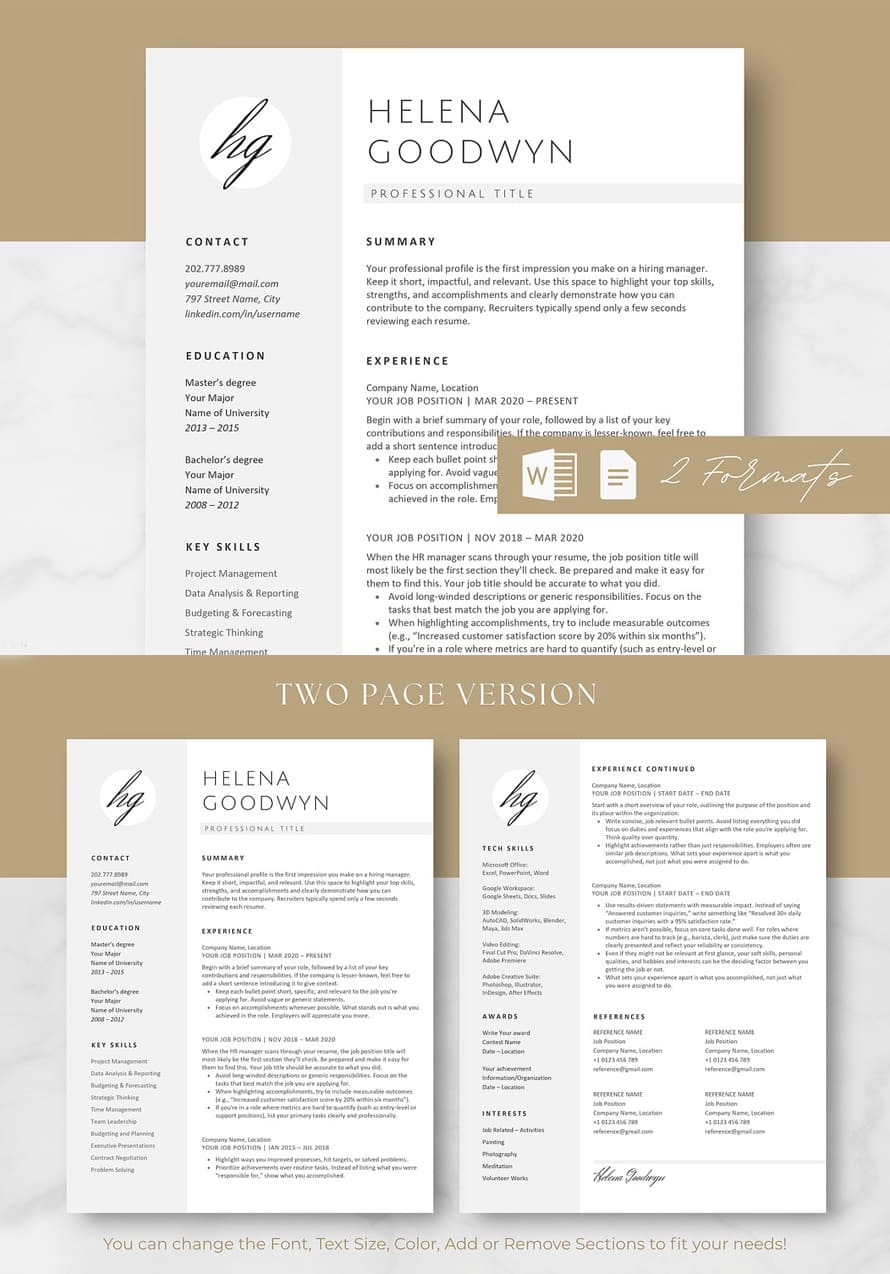 Simple Sleek Cv Resume Template Design