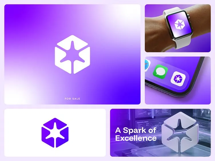 Spark Cube Logo - Minimal Geometric Star Mark by Daud Husain Sami