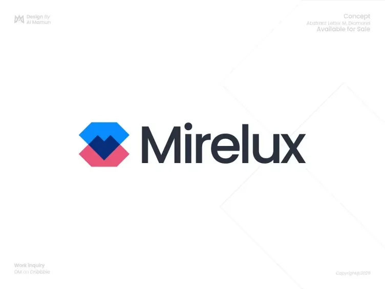 Mirelux – Diamond  & Letter M Geometric Fintech Logo by Al Mamun - Logo  & Branding Expert