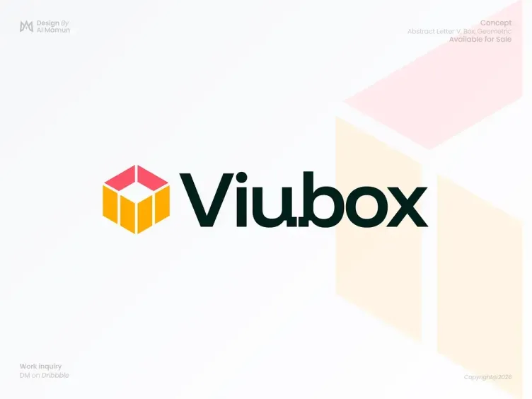 Viubox - Abstract V Letter Box Logo by Al Mamun - Logo  & Branding Expert
