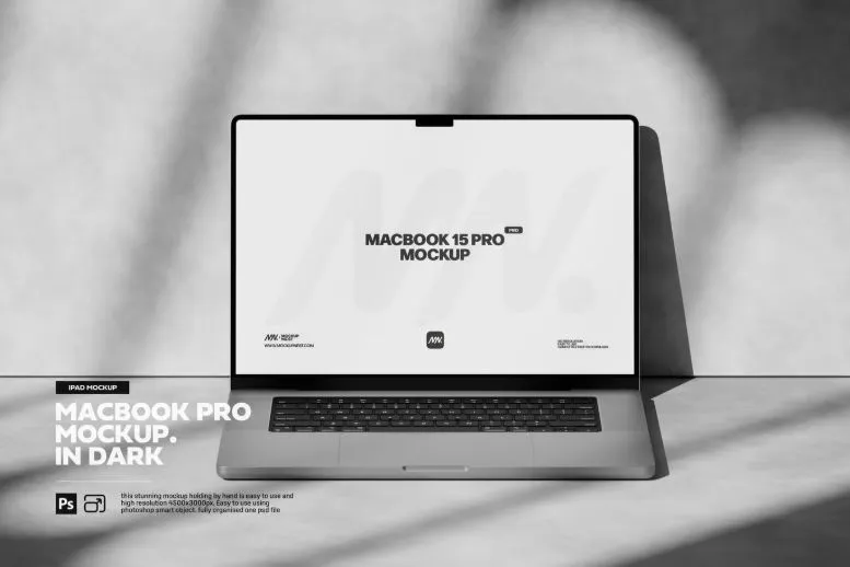 Macbook Pro Mockup In Dark