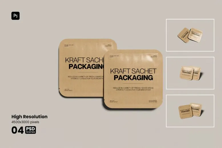 Kraft Sachet Packaging Mockup