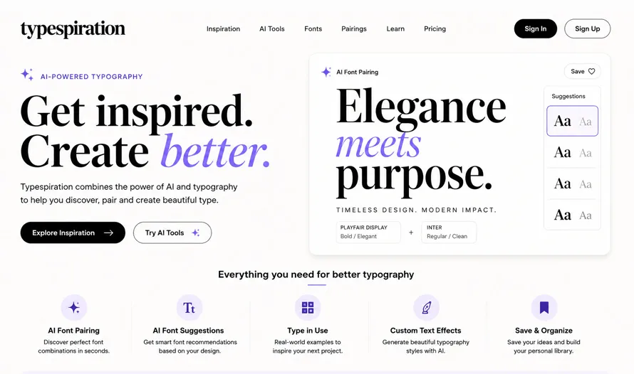 Typespiration Typography AI Tool