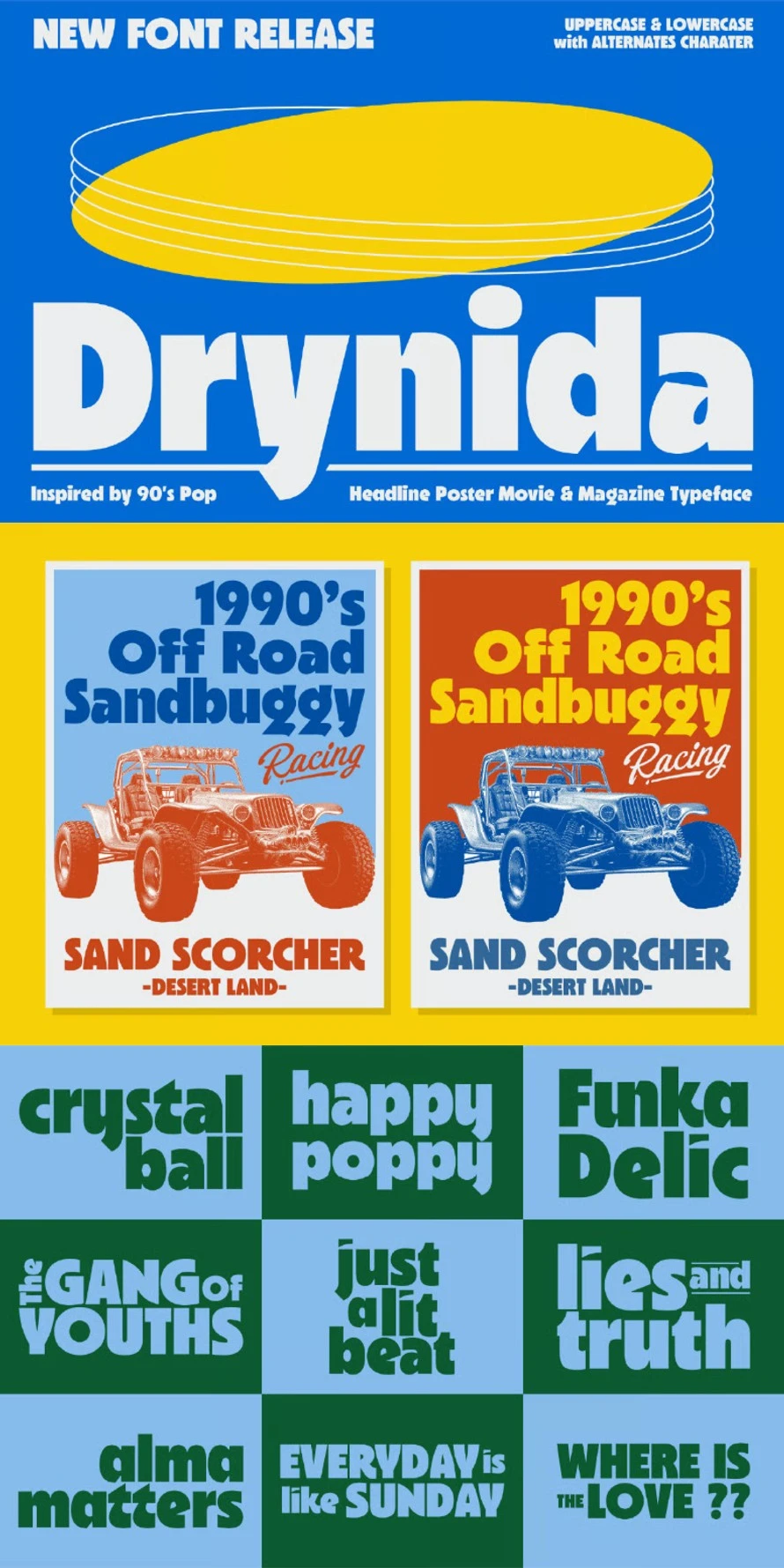 Drynida – 90’s Pop Headline Font