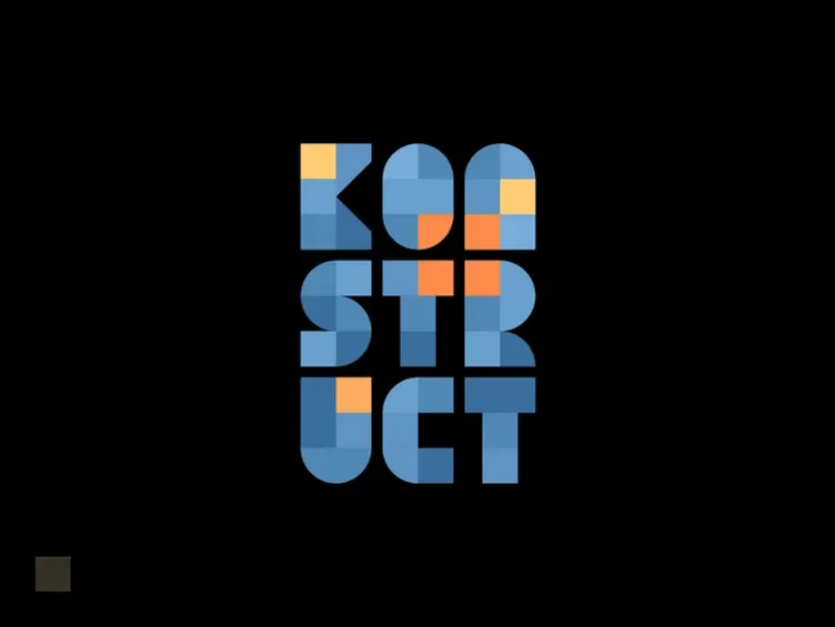 Konstruct digital marketing agency logo design: blocks & pixels by Alex Tass, logo designer